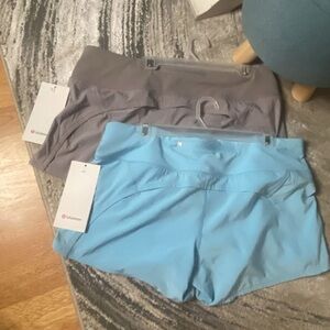 lululemon athletica Women's Light Blue and Gray Athletic Shorts
